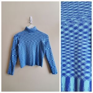 COPY - Urban Outfitters Blue shaded patterned Knit Cropped Turtleneck Sweater S